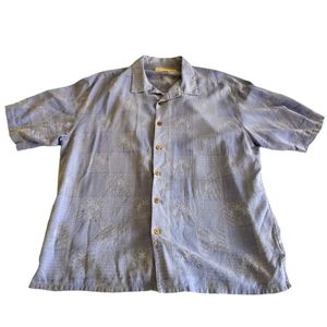 Island Republic Mens Shirt XL Blue Silk Vintage Collection Hawaiian Shirt